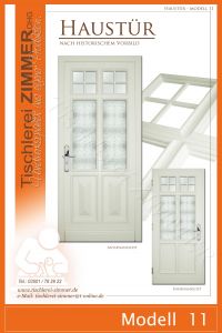 Haustür nach historischem Vorbild mit Musselinverglasung und Kassettenfüllungen - Modell 11