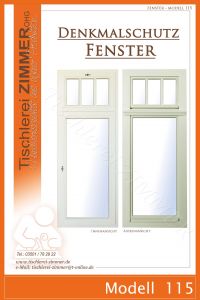 Denkmalschutzfenster mit 3er Sprossenteilung im Oberlicht in Weiß