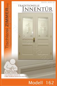 zweiflügelige Innentür weiß lackiert mit Ornamentglas nach historischem Vorbild