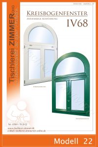 Modell 22 - zweifarbiges Kreisbogenfenster IV68 (innen Weiß - außen Grün)