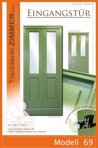 Eingangstür in Grün mit thermisch getrennter Bodenschiene