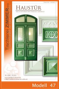 Nachbau einer alten historischen Haustür mit farblich abgesetzten Zierelementen - Modell 47