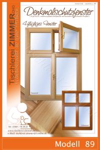 Modell 89 - Denkmalschutzfenster mit geteiltem Oberlicht ( 2 Flügel )