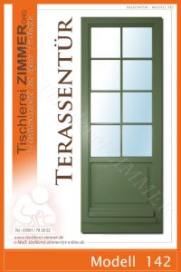 Terrassentür, Balkontür mit Sprossen in Grün - Modell 142