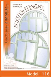 individuelles rundes Fenster mit festverglasten Seitenteilen und Oberlicht - Denkmalschutzfenster