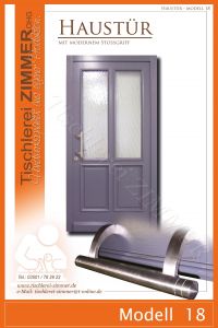 moderne Haustür in Grau mit modernem Stoßgriff - Modell 18