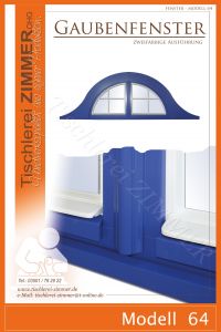 Modell 64 - kleines Gaubenfenster zweifarbig ( Fensterflügel weiß - Rahmen blau )