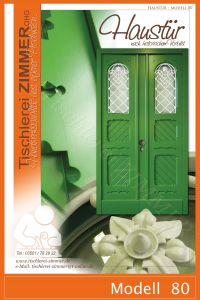 zweiflügelige Haustür mit Ziergitter und Zierprofile nach historischem Original - Modell 80