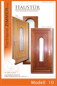 Haustür aus Eiche in zweifarbiger Ausführung mit Glasteil in der Mitte - innen hell lasiert - außen dunkle Lasur - Modell 10