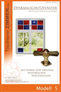 Modell 5 - Holzfenster mit historischem Ornamentglas - Denkmalschutzfenster - Tischlerei Zimmer