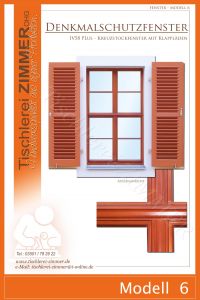 Modell 6 - Kreuzstockfenster mit klassischen Fensterläden - Denkmalschutzfenster - Tischlerei Zimmer