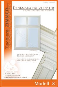 Modell 8 - Denkmalschutzfenster mit Oberlicht in Weiß
