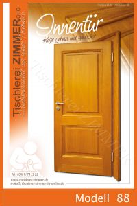 Kassettentür (Innentür, Zimmertür) aus Kiefer gebeizt und gewachst mit 2er Teilung- Modell 88