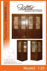 Schiebetür mit 4 Türflügeln in dunkelbraun gebeizt