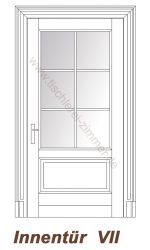 Kassettentür, Innentür, Zimmertür - mit Glasfüllung, Ornamentverglasung - Modell 7