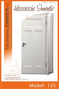klassische Kassettentür (Innentür, Zimmertür) in Weiß, individuell nach Kundenwunsch - Modell 125