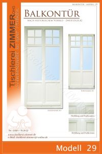 weiße zweiflügelige Balkontür nach historischem Vorbild Modell 29