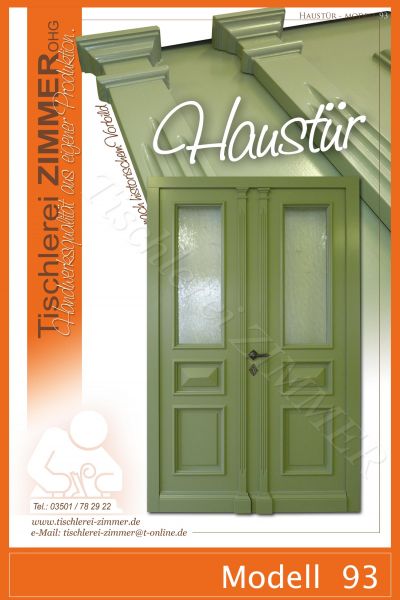 Nachbau 2 flügelige Haustür in Moosgrün nach historischem Vorbild