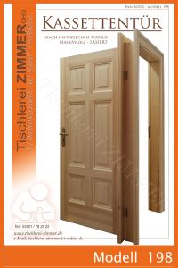 Kassettentür (Innentür, Zimmertür) Massivholz lasiert - Nachbau nach historischem Vorbild - Modell 198