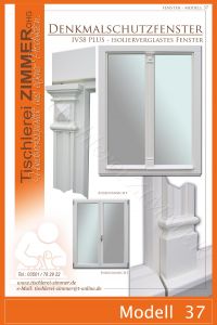 Modell 37 - Holzfenster nach historischem Vorbild 2 flügelig mit Zierschlagleiste