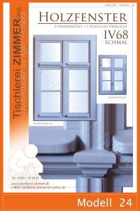 Modell 24 - Holzfenster mit Zierprofilen ( Oberlicht separat wie Fensterflügel zu öffnen ) - Tischlerei Zimmer