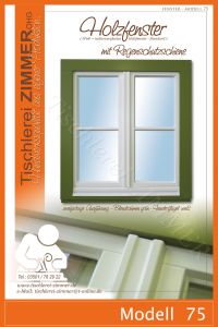 Modell 75 - Fenster mit Regenschiene  ( Blendrahmen grün - Fensterflügel weiß )