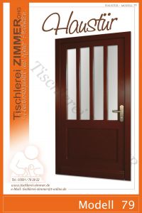 klassische Haustür in Braun mit Glas und Füllung - Modell 79