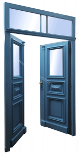 zweiflügelige Haustür mit Oberlicht