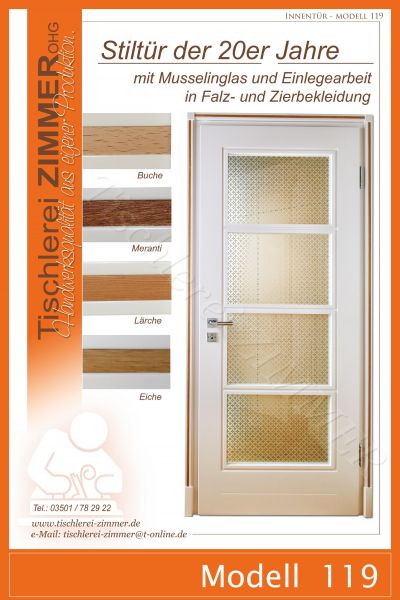 moderne Innentür mit Musselinglas