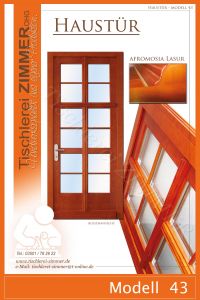 Haustür mit Afromosia Lasur und viel Glas - Modell 43