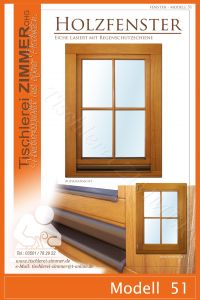 Modell 51 - Holzfenster Eiche lasiert mit Regenschiene