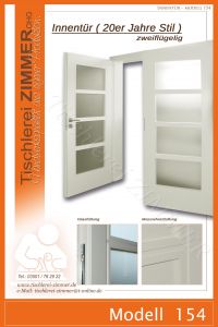 moderne zweiflügelige Innentür in Weiß mit Glas