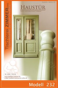 zweiflügelige Haustür in Grün mit großer Glasfläche nach historischem Vorbild - Modell 232