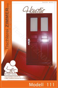 moderne Haustür in rot mit Glaseinsatz Modell 111