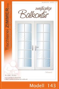 zweiflügelige Balkontür mit Sprossen - Modell 143