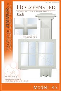 Modell 45 - weißes Holzfenster mit profilierten Sprossen inne und außen