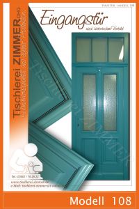 traditionelle Eingangstür in Grün mit Oberlicht nach historischem Vorbild