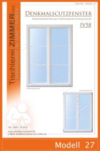 Modell 27 - schlankes Holzfenster mit Sprossen - Denkmalschutzfenster - Tischlerei Zimmer
