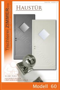 moderne Haustür aus Massivholz - zweifarbig mit Glasfläche - Modell 60