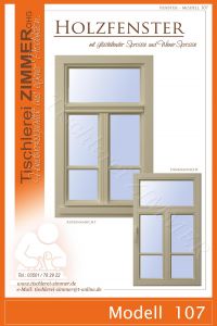 Modell 107 - Holzfenster mit glasteilender Sprossen und traditionellem Holzwetterschenkel