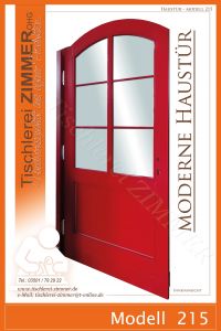 moderne Haustür in Rot mit Segmentbogen - Modell 215