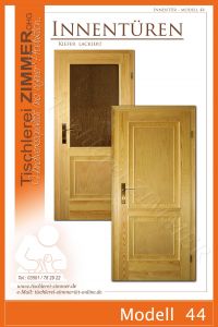 Kassettentüren/Innentüren/Massivholztüren aus Kiefer farblos lackiert mit 2er Kassettenteilung