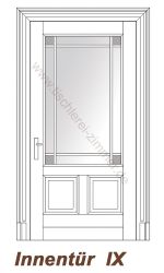 Kassettentür, Innentür, Zimmertür - mit Glasfüllung, Ornamentverglasung - Modell 9