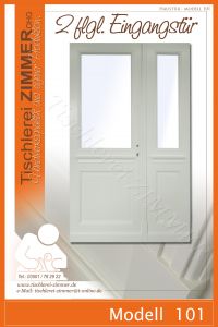 zweiflügelige Eingangstür in Weiß - schmaler Flügel