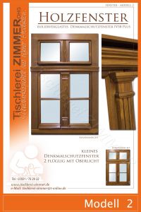 Modell 2 - kleines Denkmalschutzfenster IV58 plus lasiert zweiflügelig mit Oberlicht
