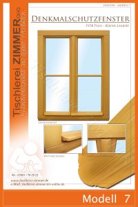 Modell 7- Denkmalschutzfenster Kiefer lasiert - Tischlerei Zimmer