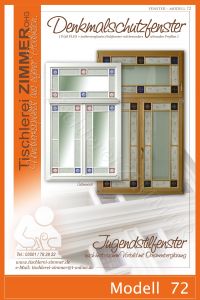 Modell 72 - Jugendstilfenster mit Ornamentgläsern nach historischem Vorbild - Denkmalschutzfenster