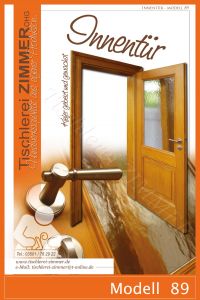 Massivholz Kassettentür Kiefer gebeizt mit Glasteil