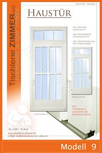 weiße Haustür mit viel Glas / großer Glasfläche und themisch getrennter Bodenschiene - Modell 9