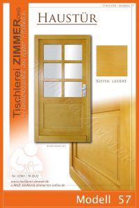 Haustür aus Kieferholz lasiert mit Glasflächen - Modell 57